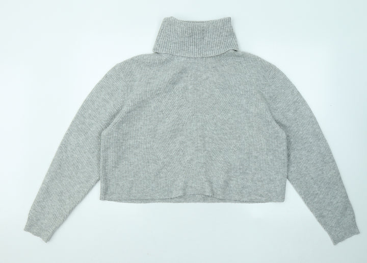 Miss Selfridge Womens Grey Roll Neck Polyester Shrug Jumper Size M