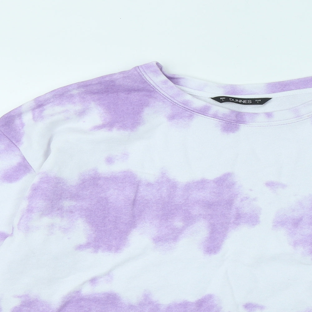 Dunnes Stores Womens Purple Geometric Cotton Pullover Sweatshirt Size L Pullover