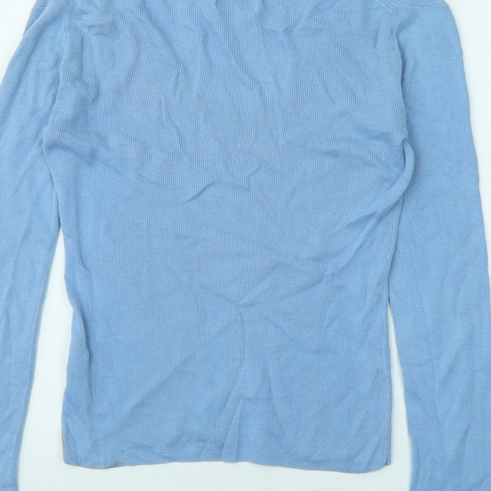 Jigsaw Womens Blue V-Neck Cotton Pullover Jumper Size S