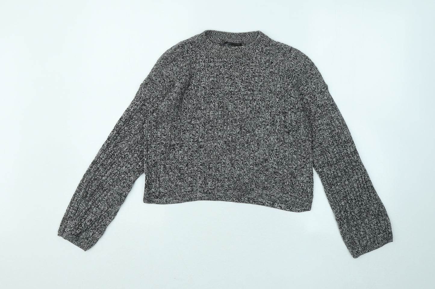 Topshop Womens Grey Round Neck Cotton Pullover Jumper Size 8