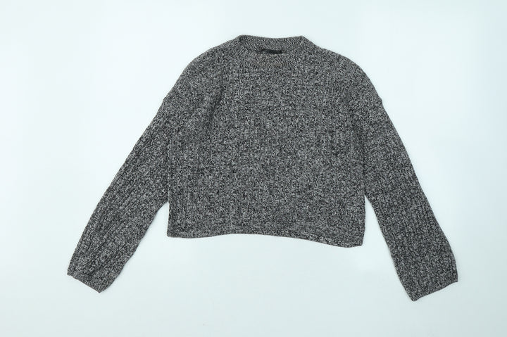 Topshop Womens Grey Round Neck Cotton Pullover Jumper Size 8