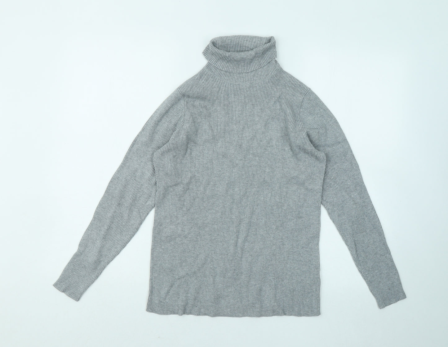 Marks and Spencer Womens Grey Roll Neck Viscose Pullover Jumper Size 18