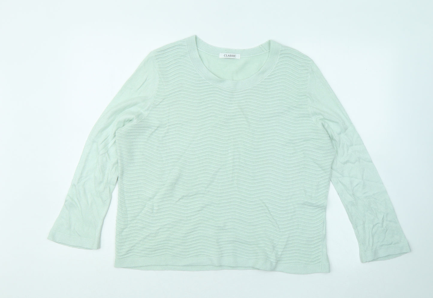 Marks and Spencer Womens Green Round Neck Acrylic Pullover Jumper Size 16