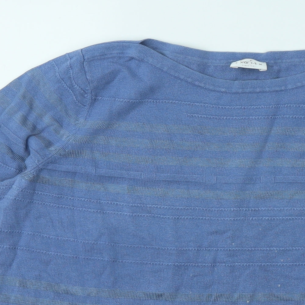 Eastex Womens Blue Round Neck Geometric Cotton Pullover Jumper Size 14