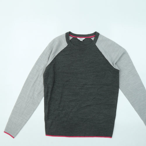 M&Co Womens Grey Round Neck Acrylic Pullover Jumper Size 8