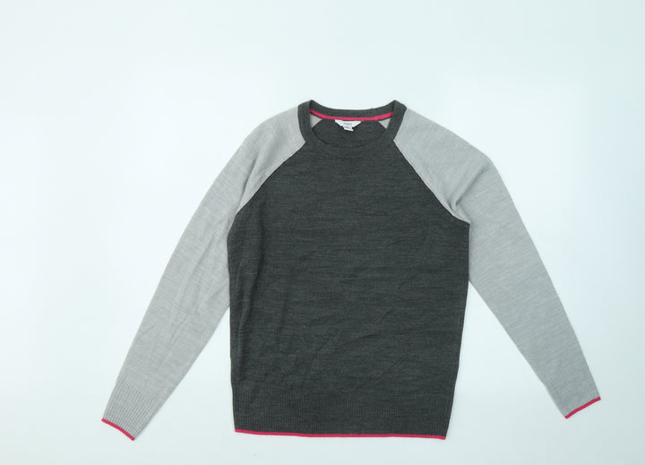 M&Co Womens Grey Round Neck Acrylic Pullover Jumper Size 8