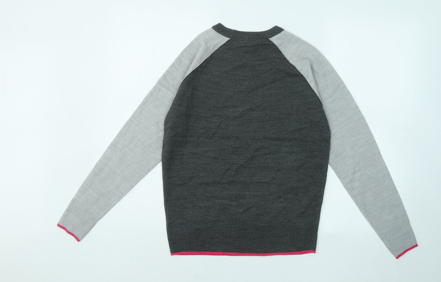 M&Co Womens Grey Round Neck Acrylic Pullover Jumper Size 8