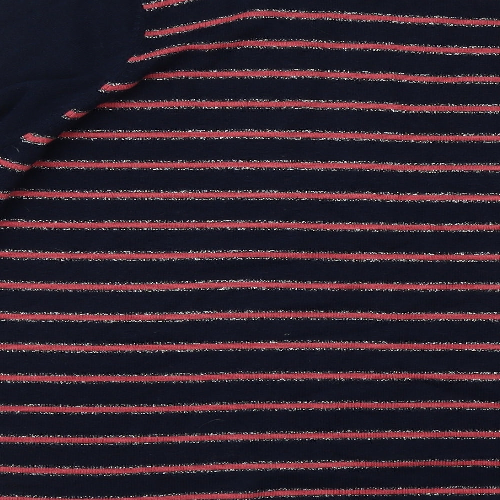 Preworn Womens Blue Round Neck Striped Cotton Pullover Jumper Size 24