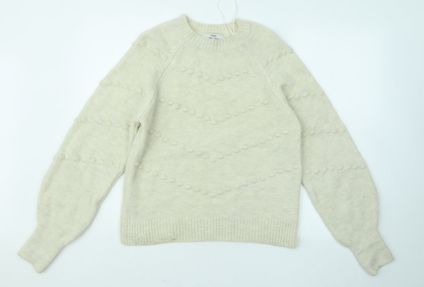 NEXT Womens Beige Round Neck Acrylic Pullover Jumper Size S