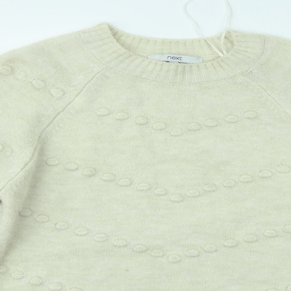 NEXT Womens Beige Round Neck Acrylic Pullover Jumper Size S