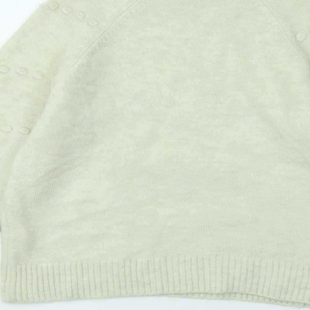 NEXT Womens Beige Round Neck Acrylic Pullover Jumper Size S