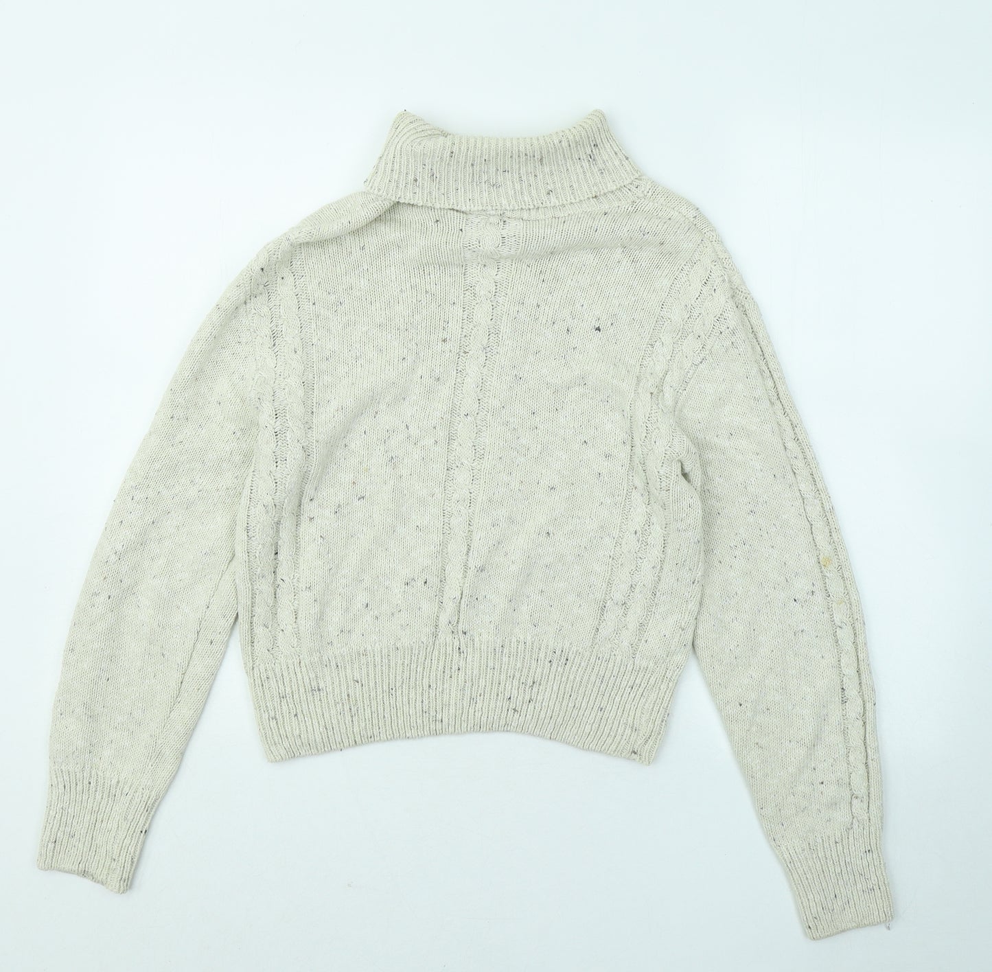 Eye2Eye Womens Ivory Roll Neck Cotton Pullover Jumper Size S