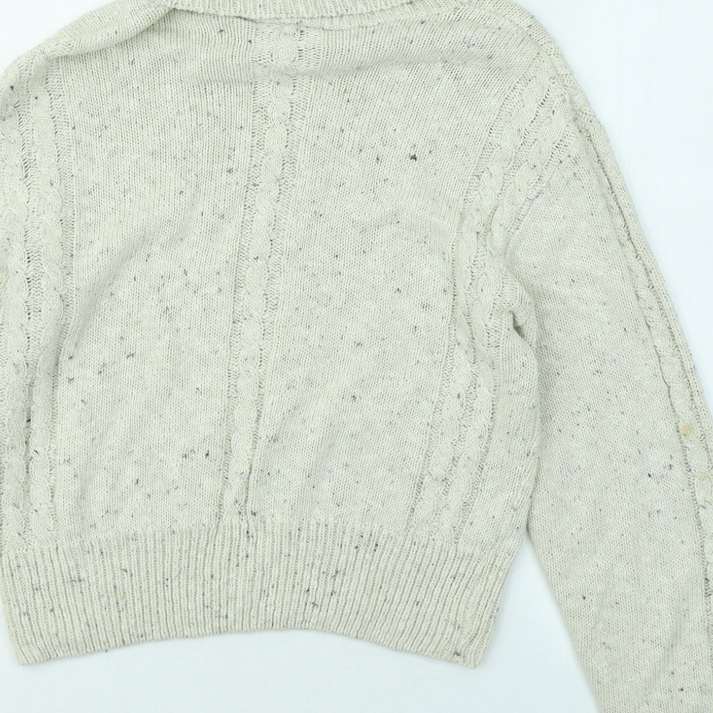 Eye2Eye Womens Ivory Roll Neck Cotton Pullover Jumper Size S