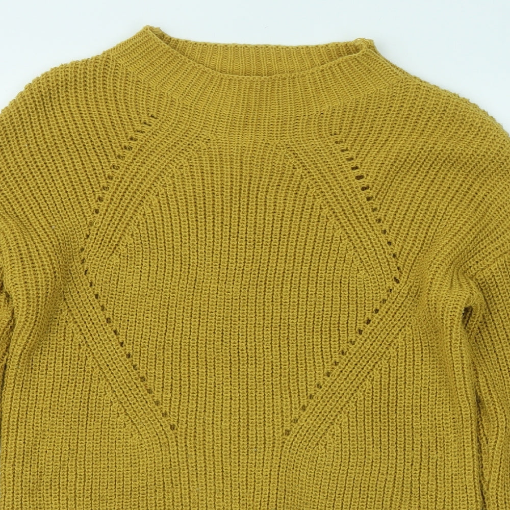 Primark Womens Yellow Round Neck Acrylic Pullover Jumper Size 6