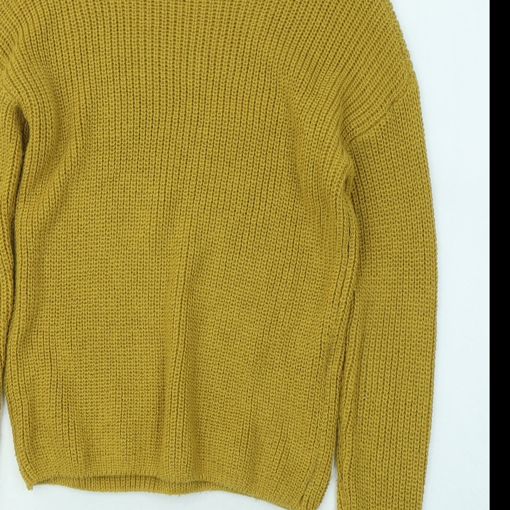 Primark Womens Yellow Round Neck Acrylic Pullover Jumper Size 6