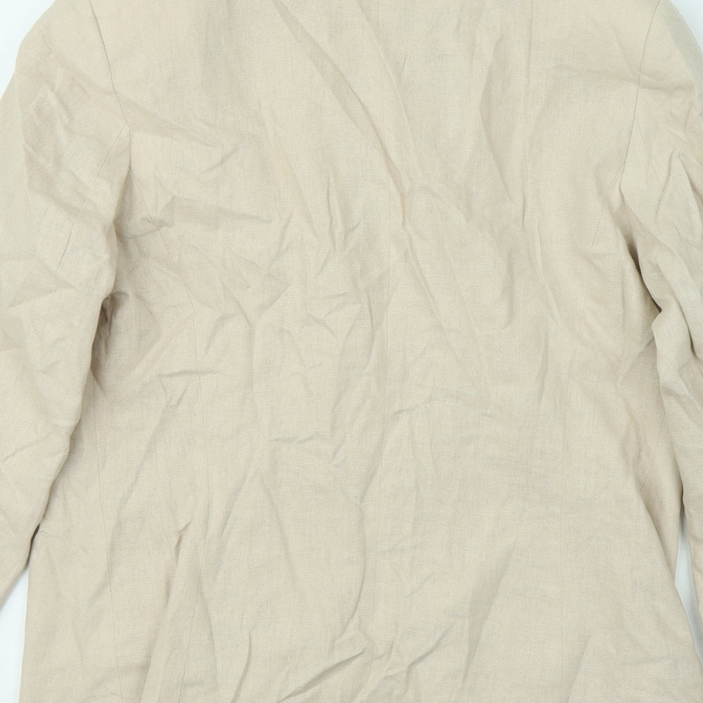 Classic Womens Beige Jacket Blazer Size 14 Button