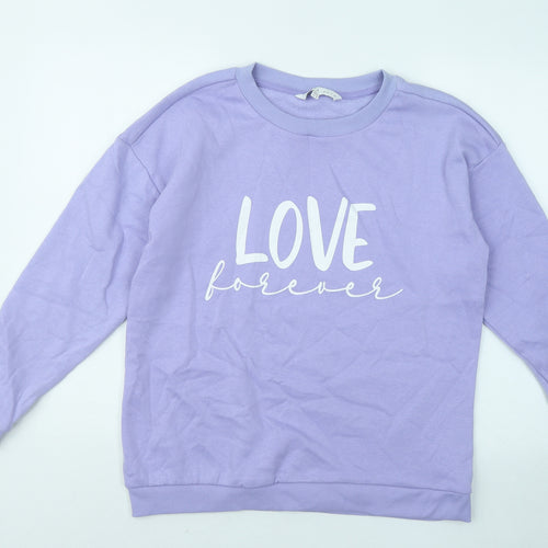 Amara Reya Womens Purple Cotton Pullover Sweatshirt Size 12 Pullover - Love