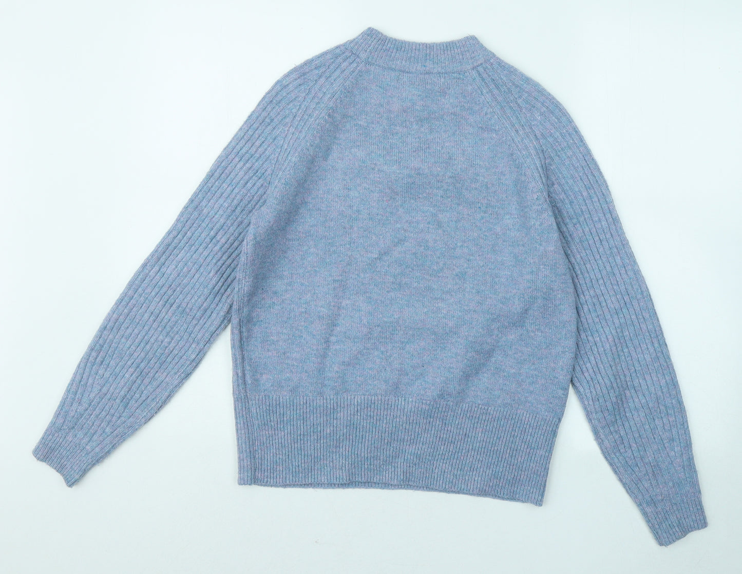 Marks and Spencer Womens Blue Mock Neck Acrylic Pullover Jumper Size XS