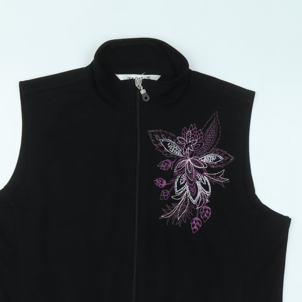 TIGI Womens Black Cotton Full Zip Sweatshirt Size 14 Zip