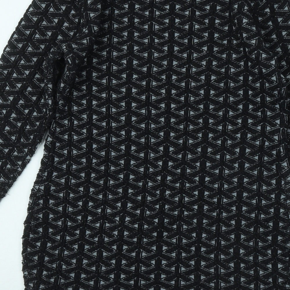 Sweetie Womens Black Round Neck Geometric Cotton Pullover Jumper Size M