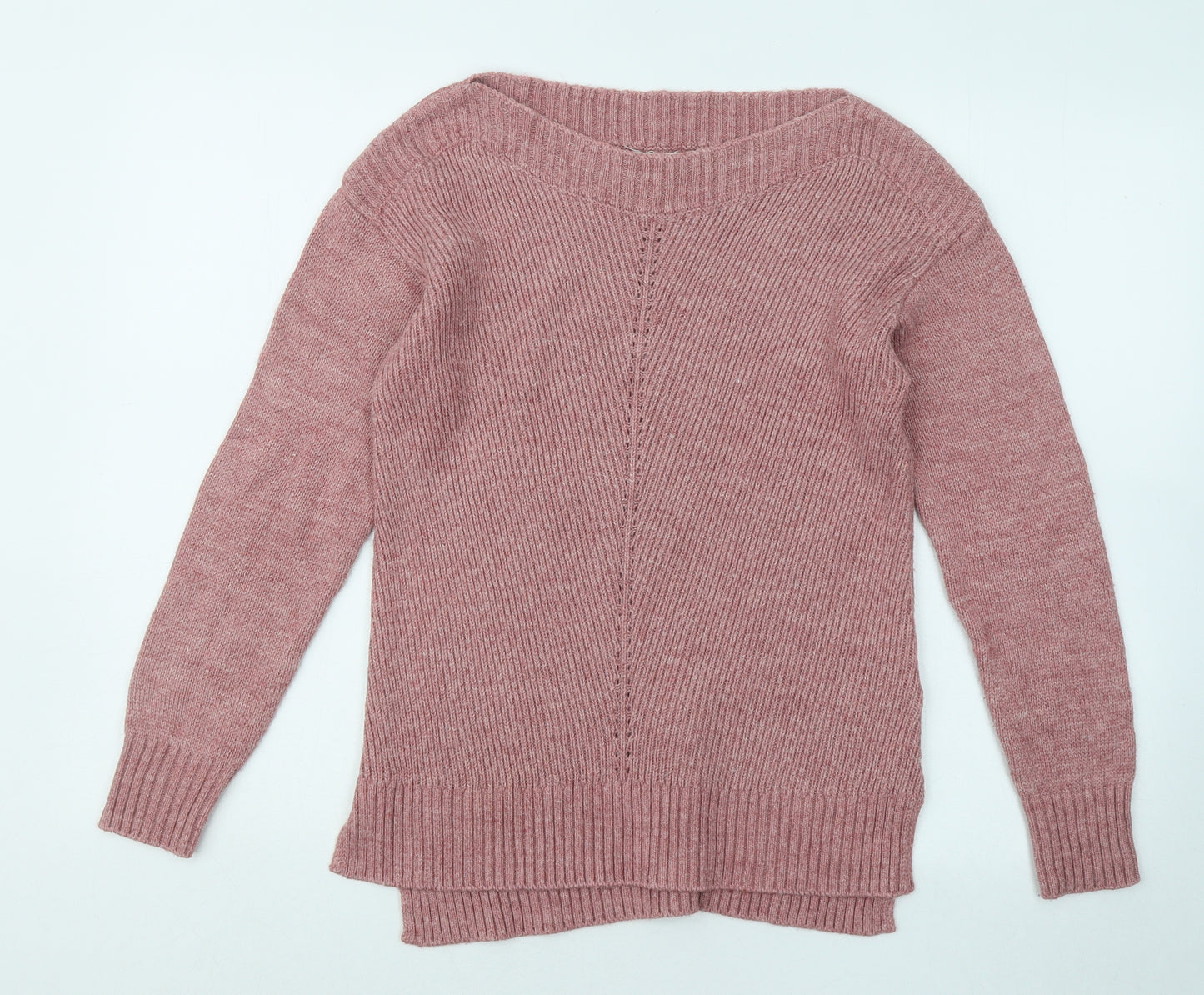 Fat Face Womens Pink Round Neck Acrylic Pullover Jumper Size 10