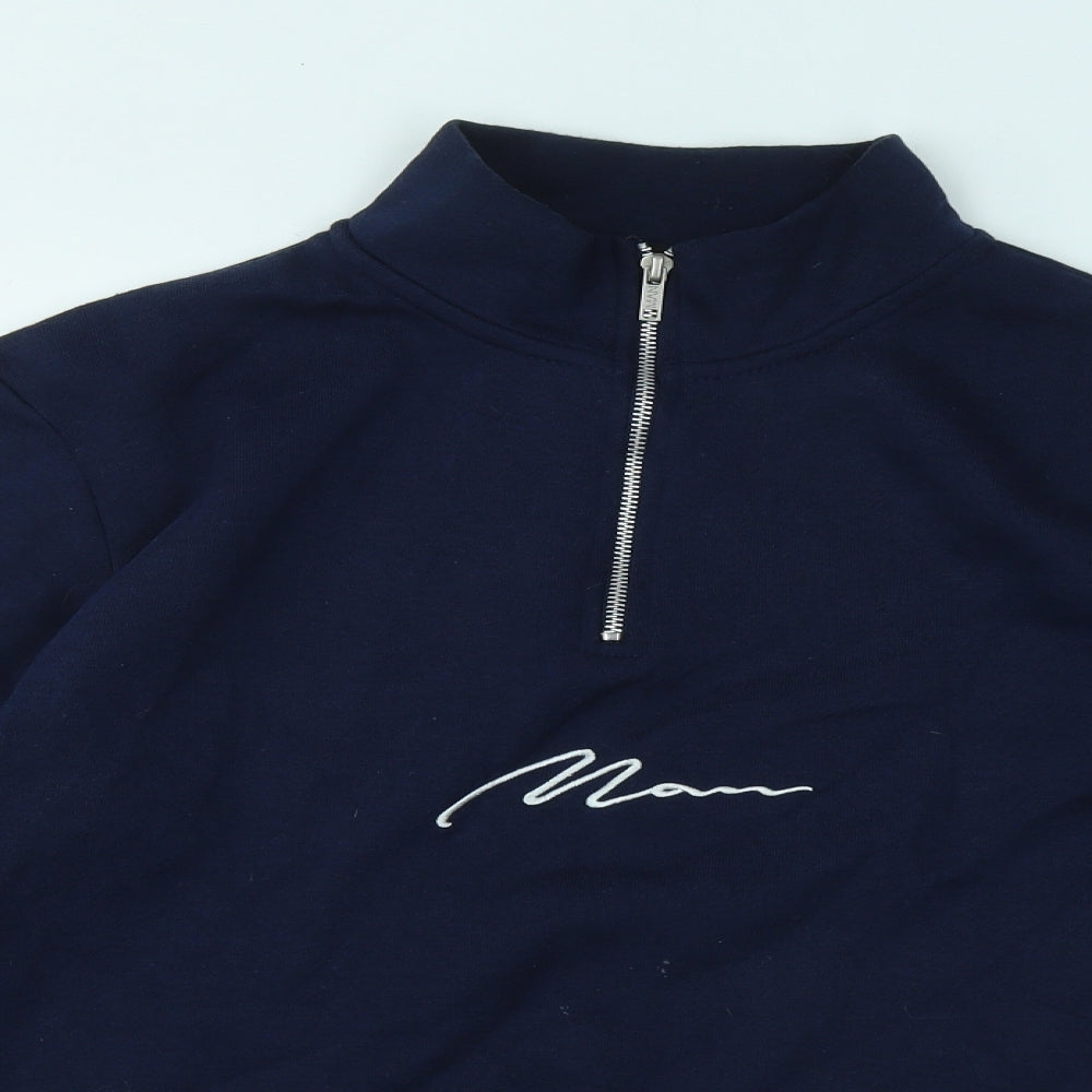 Boohoo Mens Blue Cotton Pullover Sweatshirt Size M