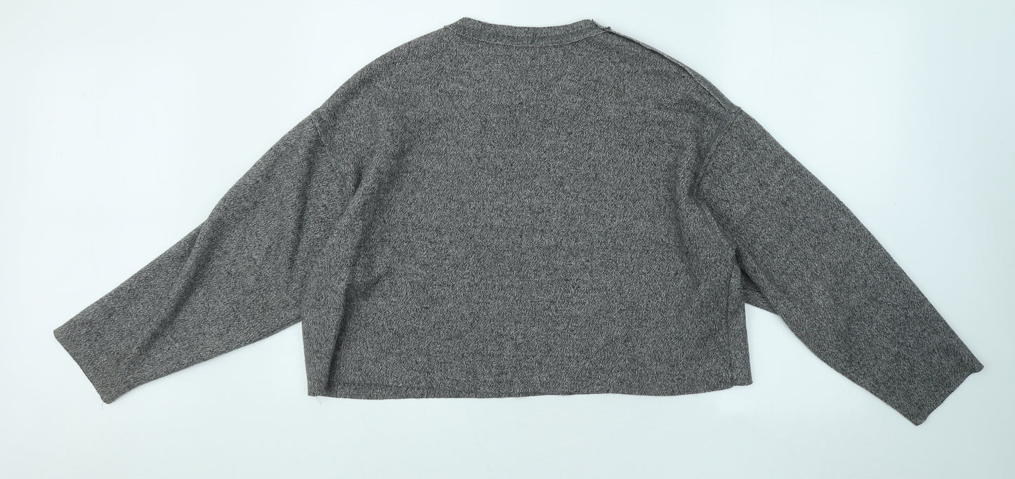 Zara Womens Grey Round Neck Polyester Pullover Jumper Size S - Cropped