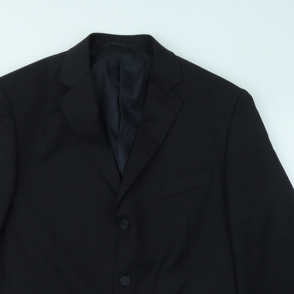 Burton Mens Black Striped Wool Jacket Suit Jacket Size 42