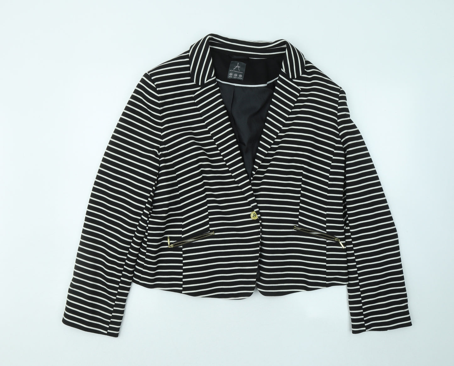Atmosphere Womens Black Striped Jacket Blazer Size 20 Zip