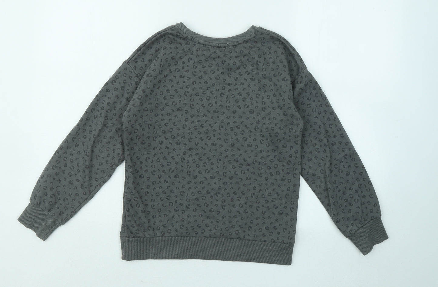 Primark Girls Grey Animal Print Cotton Pullover Sweatshirt Size 9-10 Years Pullover - Be The Change, Leopard Print