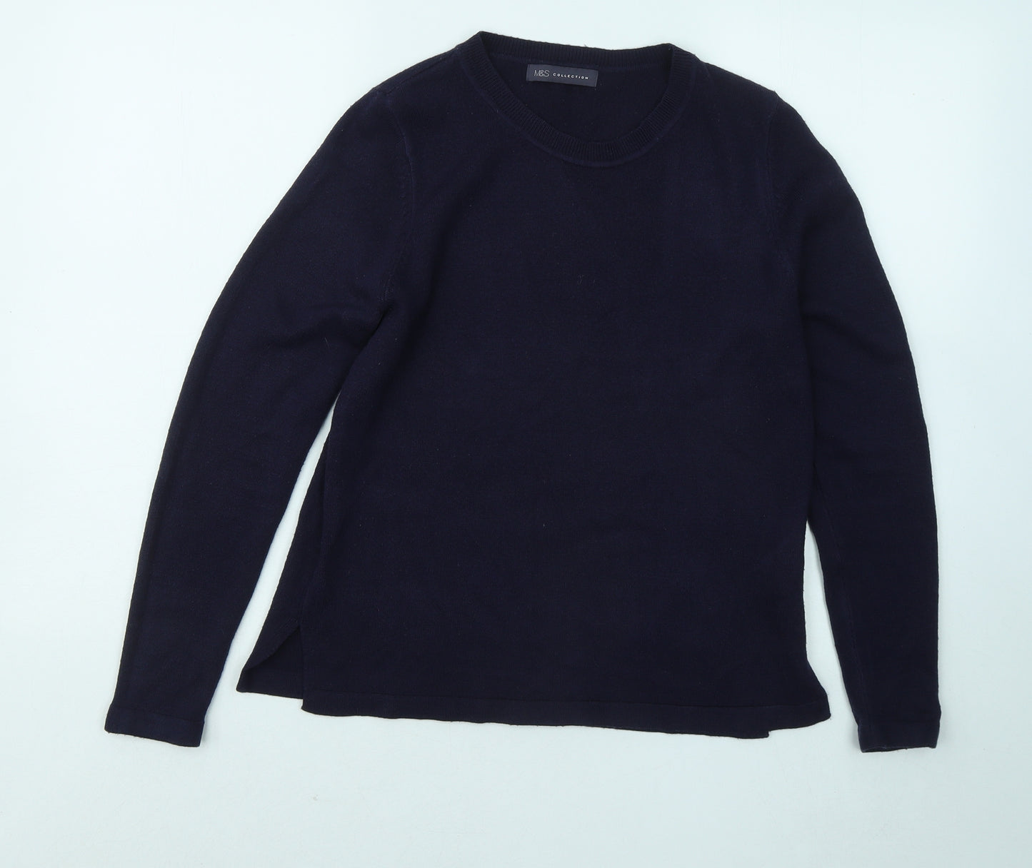Marks and Spencer Womens Blue Round Neck Acrylic Pullover Jumper Size 12
