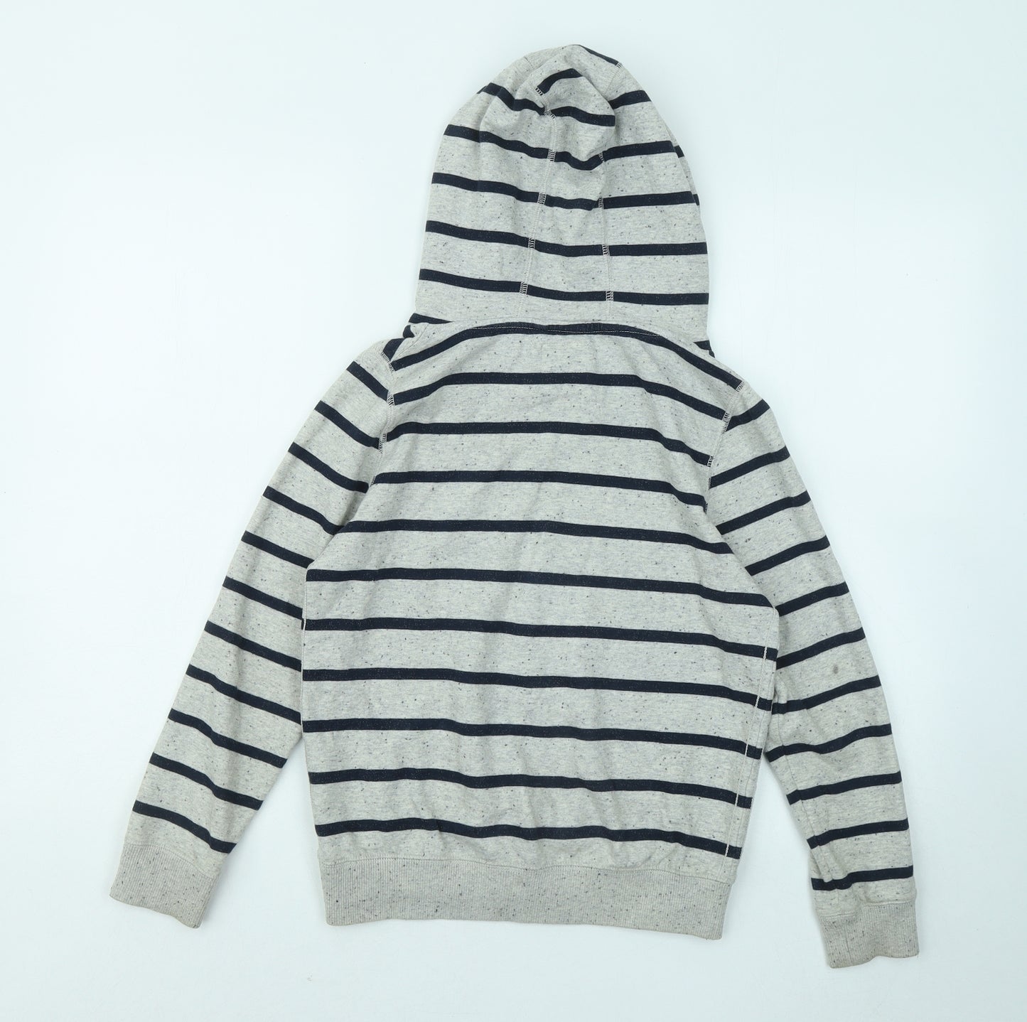 NEXT Boys Grey Striped Cotton Pullover Hoodie Size 9 Years Pullover