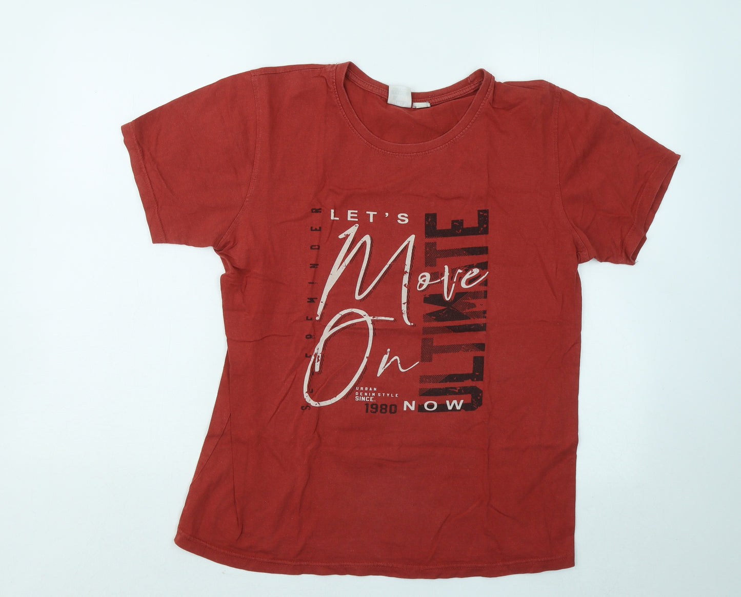 Plus Fit Mens Red Cotton T-Shirt Size L Round Neck - Let's Move On