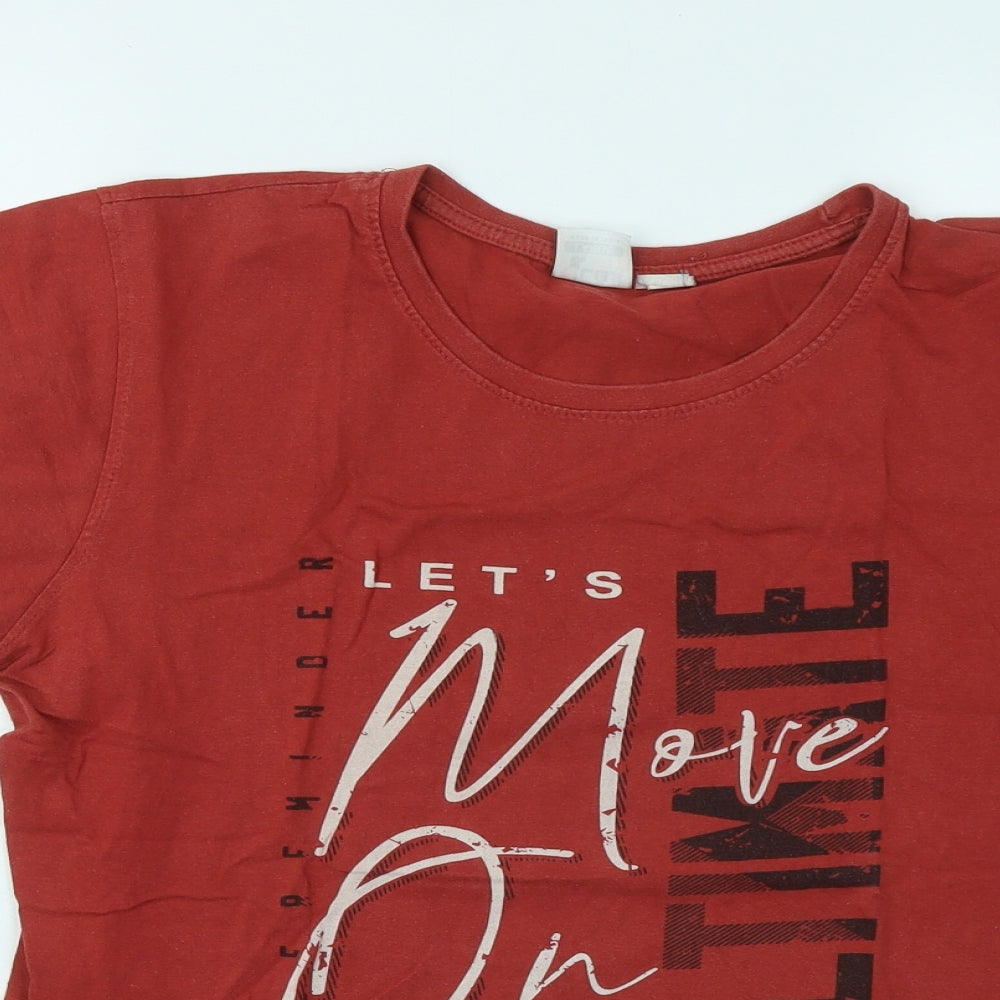 Plus Fit Mens Red Cotton T-Shirt Size L Round Neck - Let's Move On