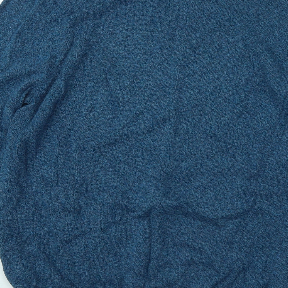 Marks and Spencer Mens Blue V-Neck Cotton Pullover Jumper Size XL