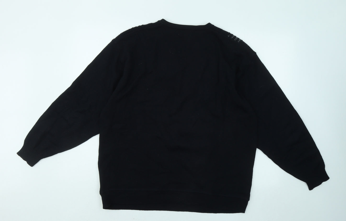 Wolsey Mens Blue V-Neck Geometric Wool Pullover Jumper Size XL