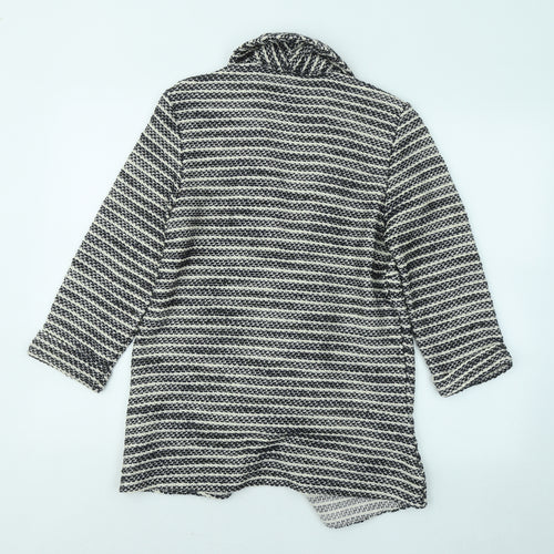 George Womens Black V-Neck Geometric Acrylic Cardigan Jumper Size 12