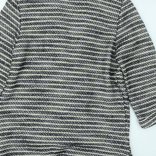George Womens Black V-Neck Geometric Acrylic Cardigan Jumper Size 12