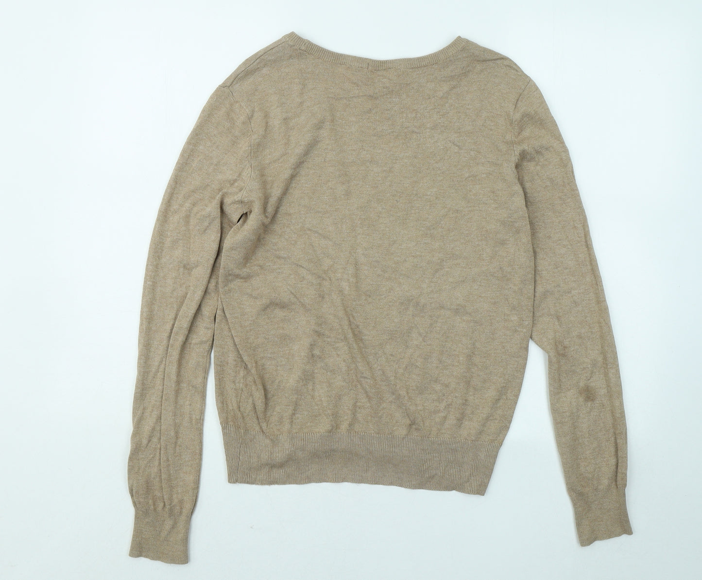 H&M Womens Beige Round Neck Acrylic Pullover Jumper Size S