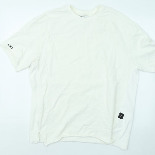 Bershka Womens White Cotton Pullover Sweatshirt Size M Pullover