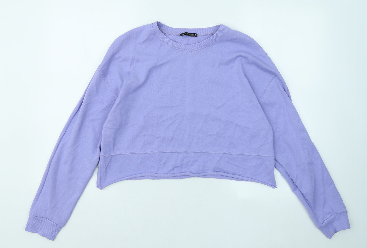 Zara Womens Purple Cotton Pullover Sweatshirt Size M Pullover