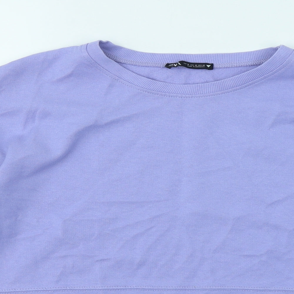 Zara Womens Purple Cotton Pullover Sweatshirt Size M Pullover