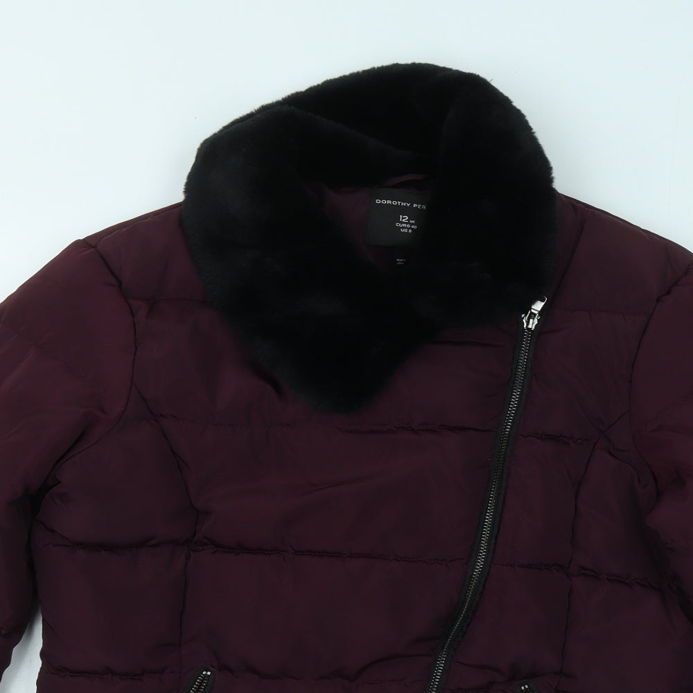 Dorothy Perkins Womens Purple Geometric Jacket Coat Size 12 Zip