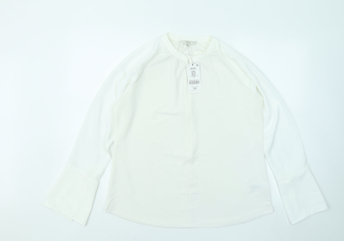 NEXT Womens White Polyester Basic Blouse Size 14 Round Neck