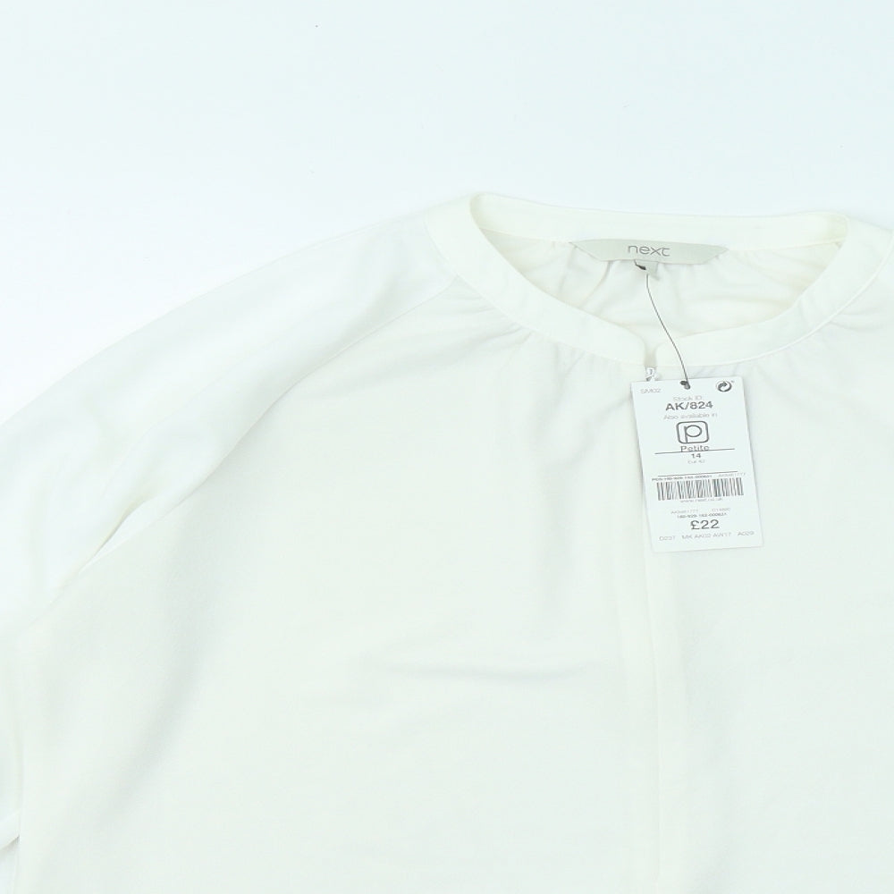 NEXT Womens White Polyester Basic Blouse Size 14 Round Neck