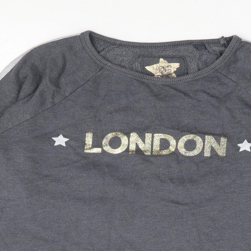 NEXT Girls Grey Cotton Pullover Sweatshirt Size 13 Years Pullover - London
