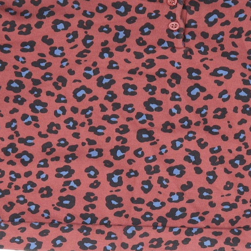 NEXT Girls Brown Animal Print Cotton Pullover Sweatshirt Size 6 Years Button - Leopard Print