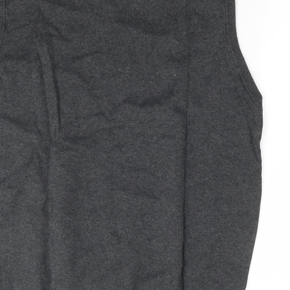 Marks and Spencer Mens Grey V-Neck Argyle/Diamond Cotton Vest Jumper Size XL