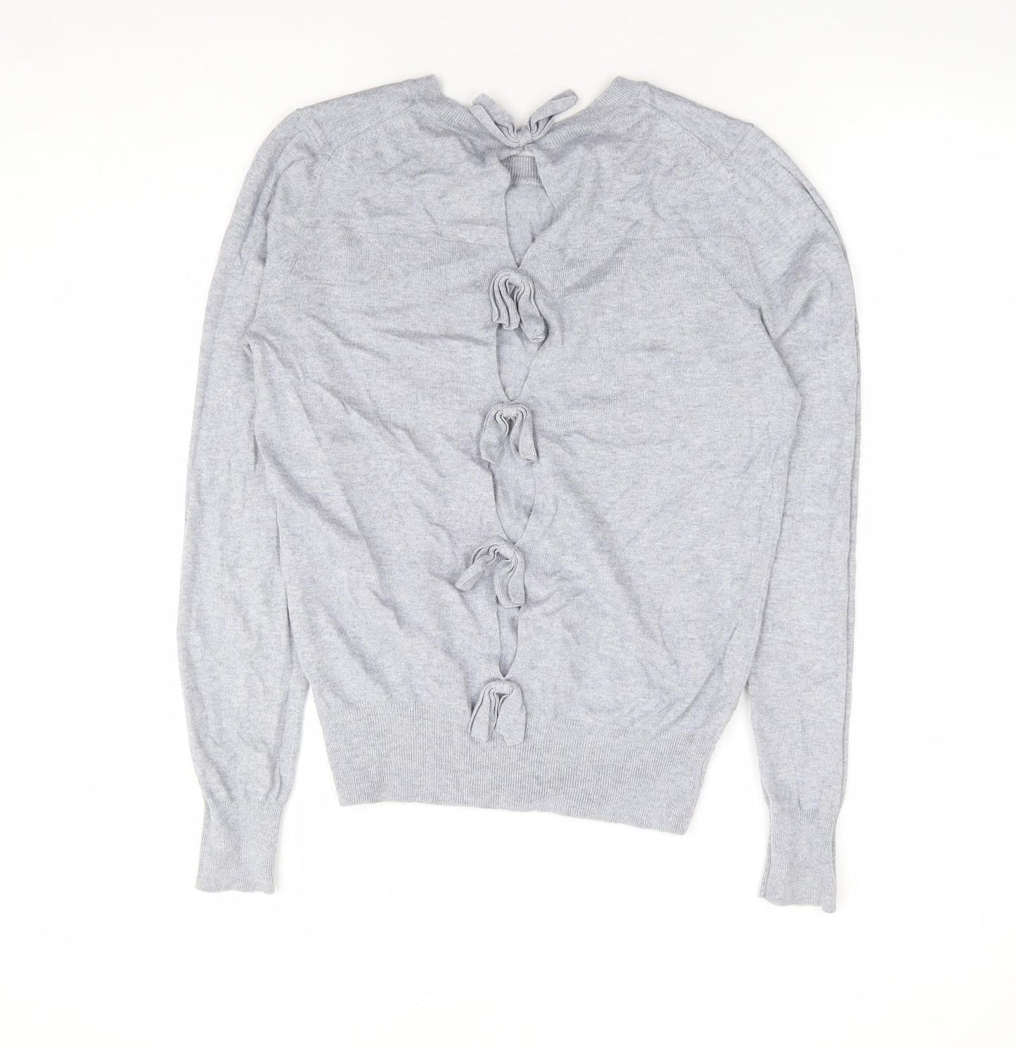 French Connection Womens Grey Round Neck Cotton Pullover Jumper Size S