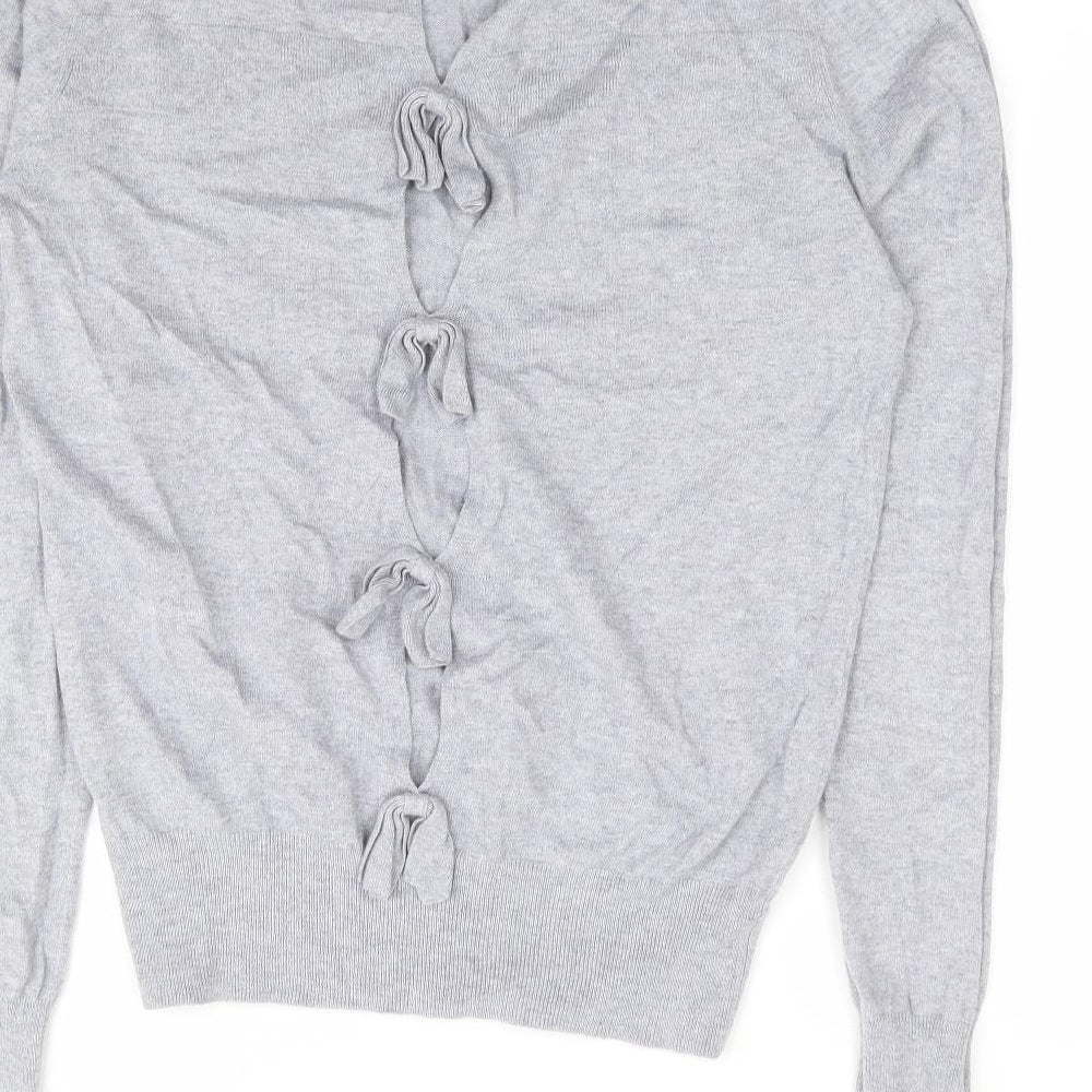 French Connection Womens Grey Round Neck Cotton Pullover Jumper Size S